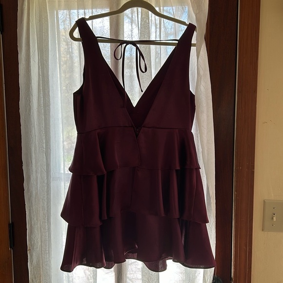 Magenta Ruffle Party Dress - Picture 2 of 4
